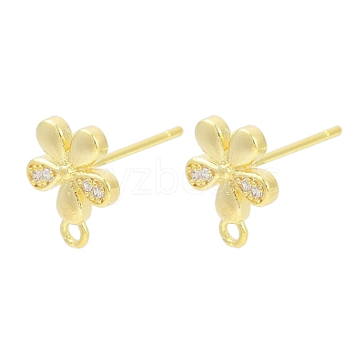 Brass Micro Pave Clear Cubic Zirconia Stud Earring Findings KK-Z099-01G-02-1