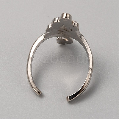 Alloy Peacock Cuff Ring Settings for Rhinestone RJEW-WH0001-21P-1