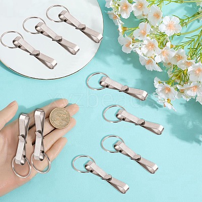 12Pcs Stainless Steel Keychain with Security Belt Clip KEYC-SC0001-17-1