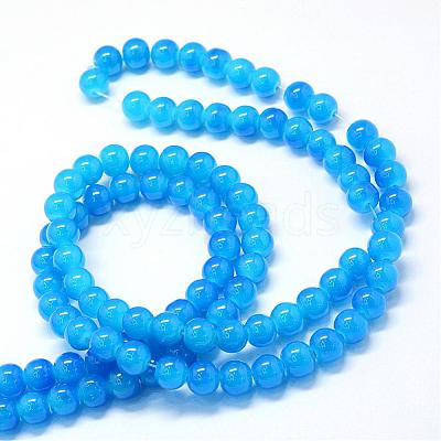 Baking Paint Imitation Jade Glass Round Bead Strands DGLA-Q021-6mm-13-1