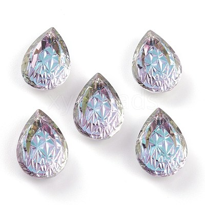 Embossed Glass Rhinestone Pendants GLAA-J101-05B-001VL-1