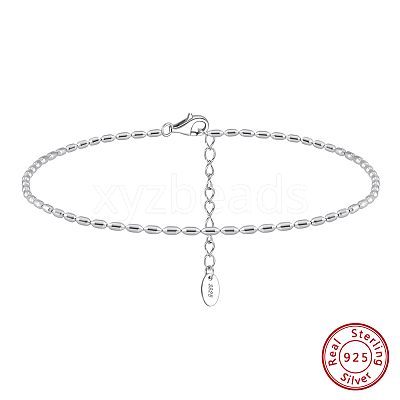 925 Sterling Silver Anklet AJEW-Z029-19P-1