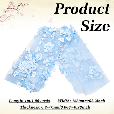 3D Flower Polyester with Resin Bead Fabric AJEW-MA0001-48C-1