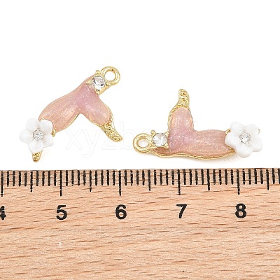 Alloy with Pink Enamel Pendants RB-CBA1FD3-22G-02-1