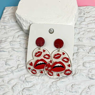 Printed Acrylic & Stud Dangle Earrings WG0012F-03-1