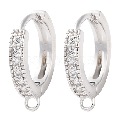 Anti-Tarnish Rhodium Plated 925 Sterling Silver Huggie Hoop Earring Findings STER-C010-01P-1