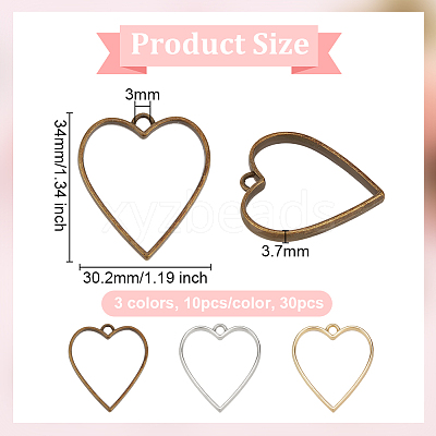 Rack Plating Alloy Open Back Bezel Pendants PALLOY-OC0001-12-1