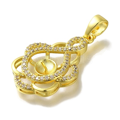 Rack Plating Brass Micro Pave Clear Cubic Zirconia Pendant Settings KK-H485-02G-1