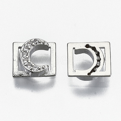 Brass Micro Pave Clear Cubic Zirconia Cabochons KK-S061-50P-NR-1