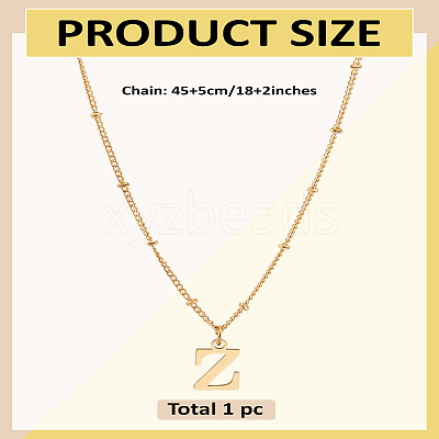 1Pc Brass Chain & 304 Stainless Steel Letter Pendant Necklaces NJEW-LP0001-35Z-G-1