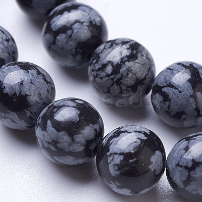 Natural Snowflake Obsidian Beads Strands G-D855-11-8mm-1