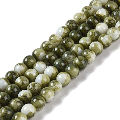 Baking Paint Glass Bead Strands GLAA-H031-01B-14-1