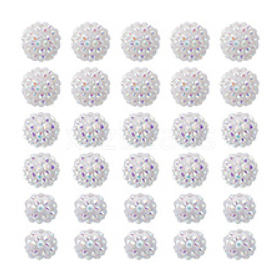 30Pcs 3 Styles Acrylic & Resin with Rhinestone Round Beads OACR-PH0004-27-1