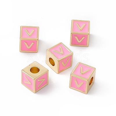 Rack Plating Brass Enamel Beads KK-B060-04G-05V-1