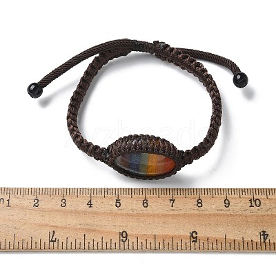 Adjustable Oval Chakra Natural Gemstone Braided Bead Bracelets BJEW-H626-02-06-1