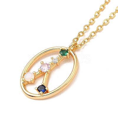 Colorful Cubic Zirconia Constellation Pendant Necklace NJEW-H166-01G-1