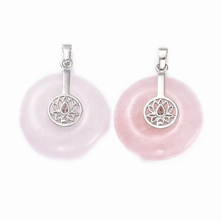 Natural Rose Quartz Pendants G-F640-B05-1