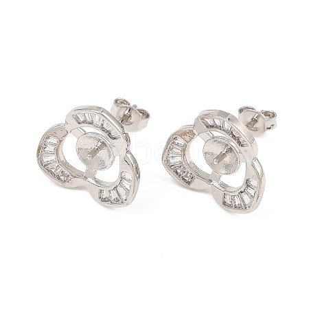Brass Micro Pave Cubic Zirconia Stud Earring Finding CU-CBAA5EE-01P-1