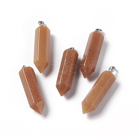 Natural Pink Aventurine Double Terminated Pointed Pendants G-G926-01P-12-1