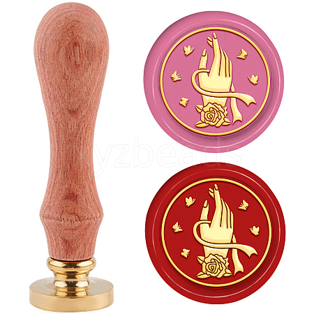 Brass Wax Seal Stamp with Handle AJEW-WH0184-0475-1