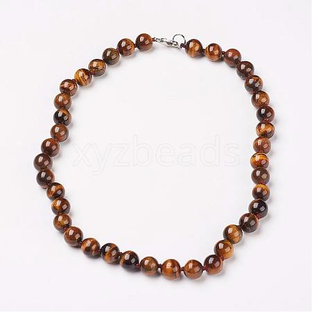 Natural Tiger Eye Beads Necklaces NJEW-F138-8mm-02-1