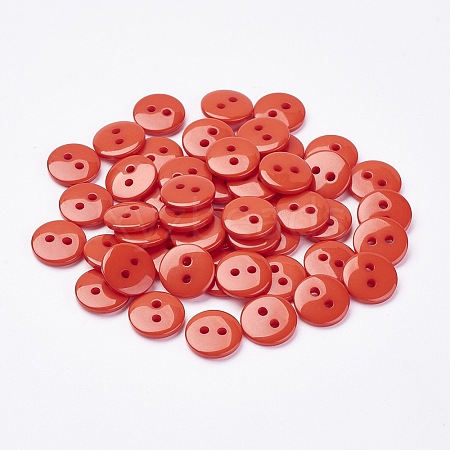 2-Hole Flat Round Resin Sewing Buttons for Costume Design BUTT-E119-36L-08-1