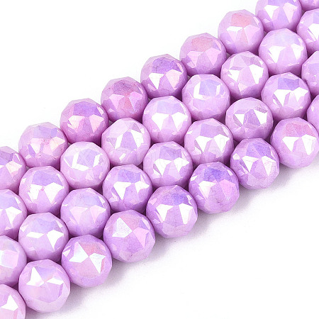 Anti-Tarnish Electroplate Glass Beads Strands GLAA-N010-10mm-07-1