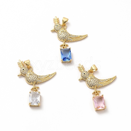 Brass Micro Pave Cubic Zirconia Pendants KK-A180-36G-1