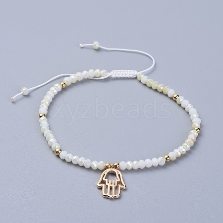 Electroplate Glass Braided Beads Bracelets BJEW-JB04311-02-1