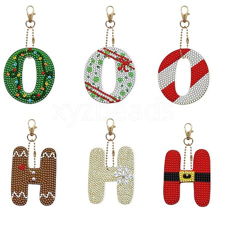 Christmas DIY Diamond Painting Keychain Kits DIAM-PW0010-67Q-1