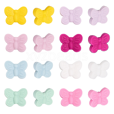 CHGCRAFT 16Pcs 8 Colors Food Grade Eco-Friendly Silicone Beads SIL-CA0002-55-1
