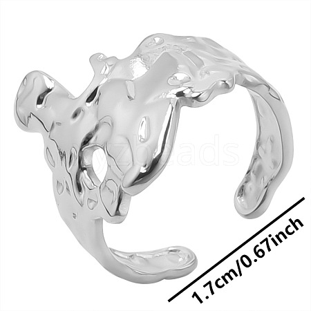 Non-Tarnish Irregular 304 Stainless Steel Cuff Rings KI8904-1-1