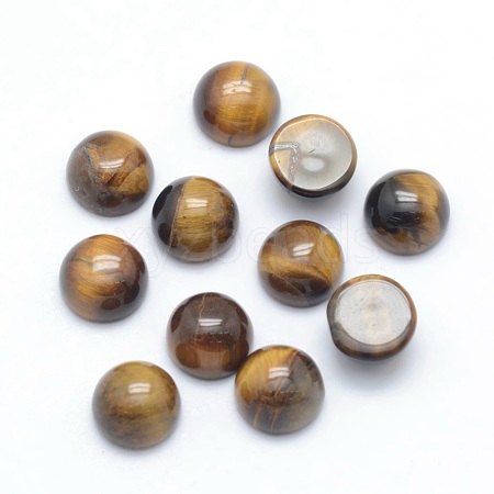 Natural Tiger Eye Cabochons X-G-P393-R26-6mm-1