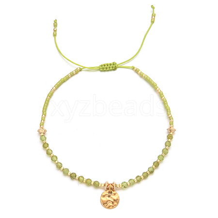 Natural Olive Quartz Braided Bead Bracelet FR2657-4-1