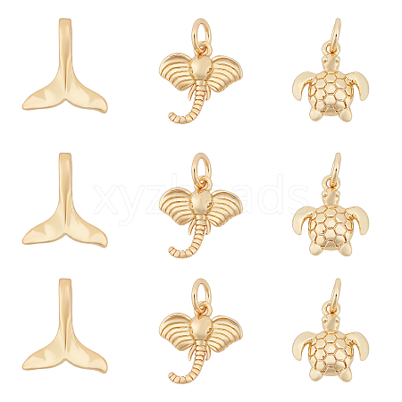 CHGCRAFT 18Pcs 3 Style Brass Charms KK-CA0001-52G-1