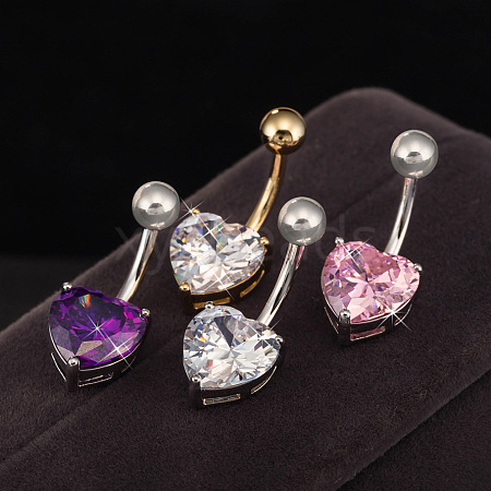 Brass Cubic Zirconia Belly Rings WGBA42D-02-1