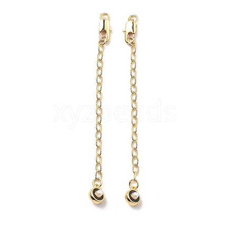 Brass Enamel ABS Imtation Pearl End with Chain KK-B129-27G-02-1