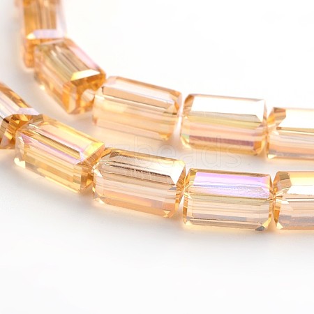 AB Color Plated Faceted Cuboid Electroplate Glass Beads Strands EGLA-F109-A02-1