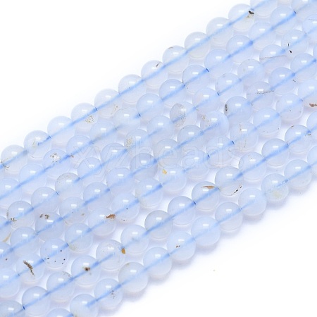 Natural Blue Chalcedony Beads Strands G-K310-C12-6mm-1