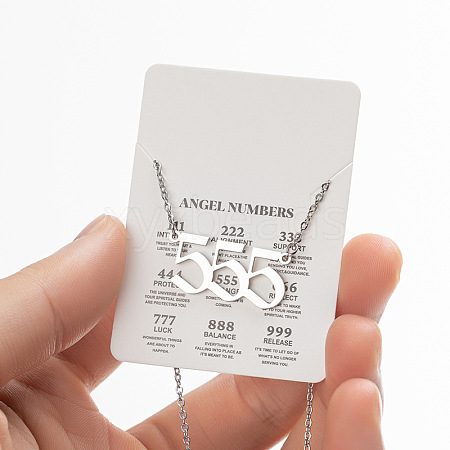201 Stainless Steel Angel Number Pendant Necklaces for Women FS-WG21275-10-1