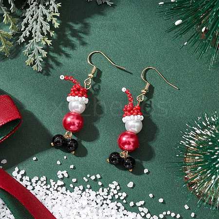 Glass Seed Beads Dangle Earrings EJEW-MZ00504-01-1