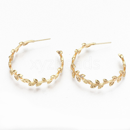 Brass Micro Pave Clear Cubic Zirconia Half Hoop Earrings KK-R117-024-NF-1