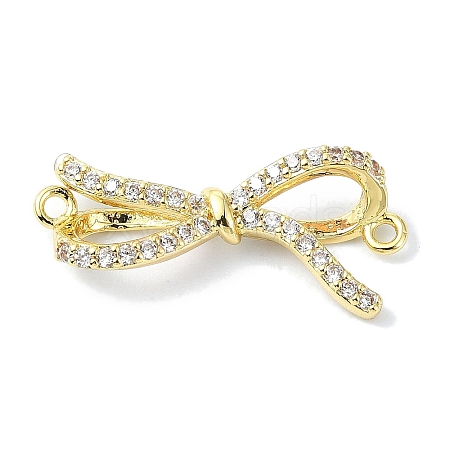 Rack Plating Brass Pave Clear Cubic Zirconia Bowknot Links KK-M282-30G-1