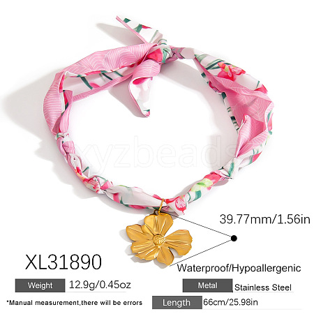 304 Stainless Steel Pendant Printed Scarf Necklaces FS-WGD2FA8-29-1