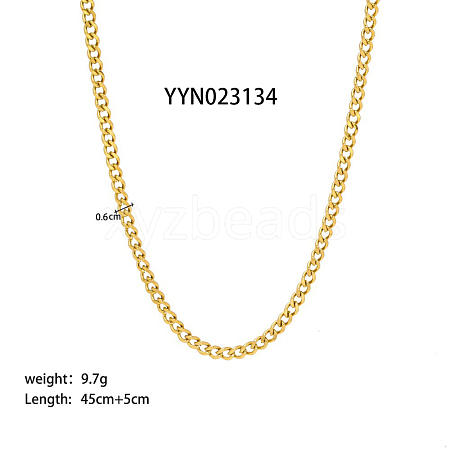 6mm Stylish Titanium Steel Curb Chain Necklaces for Women Men AA4830-1-1