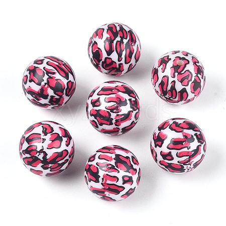 ABS Plastic Leopard Print Round Beads SACR-T017-75B-02-1