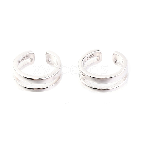 Anti-Tarnish Rhodium Plated 925 Sterling Silver Cuff Earrings EJEW-H124-07P-1