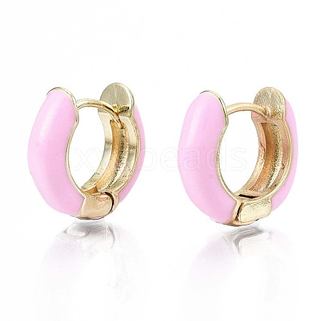 Brass Huggie Hoop Earrings LS-EJEW-S209-01E-1