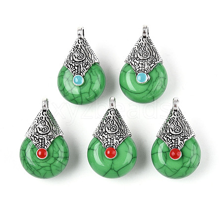 Tibetan Style Resin Pendants RESI-T022-16H-1