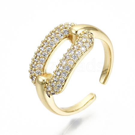 Brass Micro Pave Clear Cubic Zirconia Cuff Rings RJEW-S045-019G-NR-1